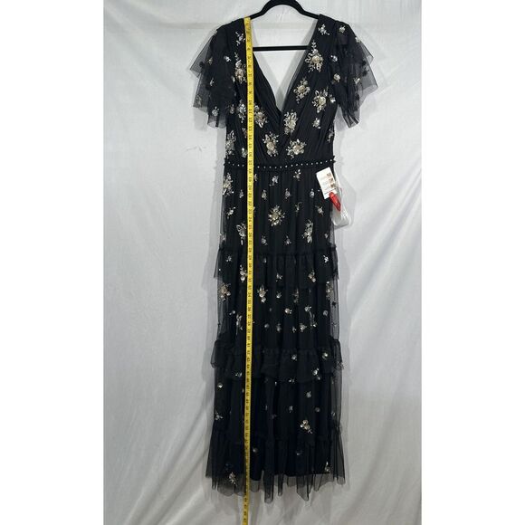 NEW $598 Mac Duggal [ 8 ] Ruffle Tiered Embellished Flutter Sleeve‎ Gown #G1606 - Picture 10 of 16